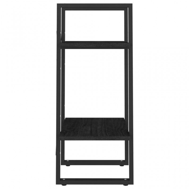 2-Tier Book Cabinet Black 40x30x70 cm Solid Pine Wood